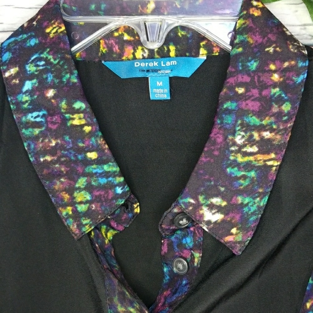 Derek Lam Button Down Sheer Abstract Blouse Sz M - image 4